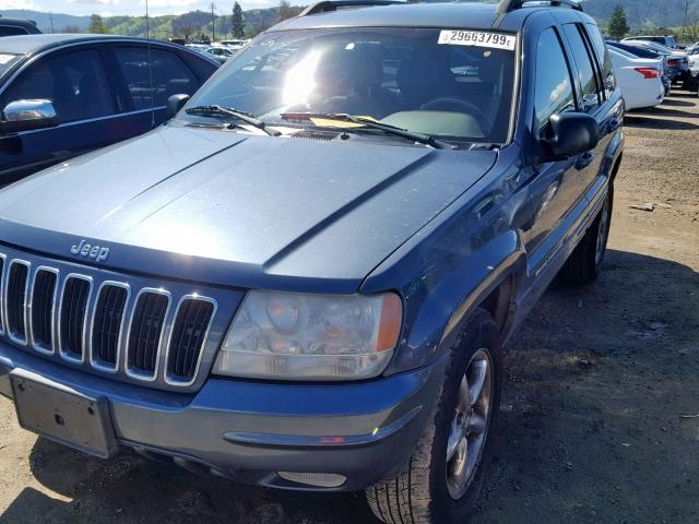 1J4GW58N32C254503 - 2002 JEEP GRAND CHER BLUE photo 2