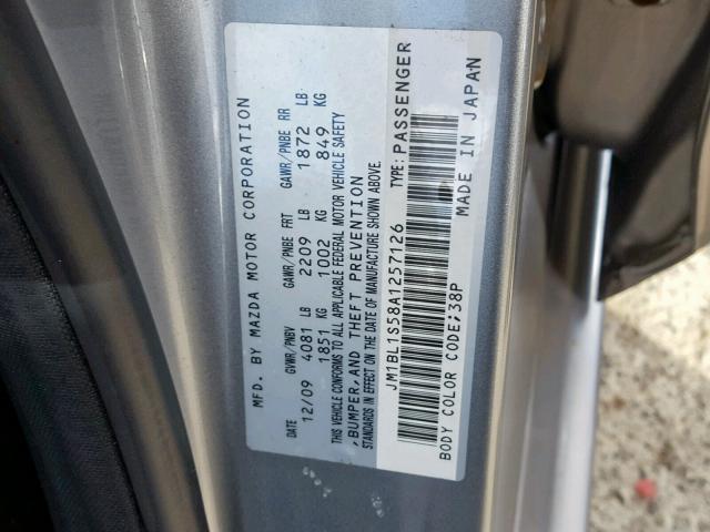 JM1BL1S58A1257126 - 2010 MAZDA 3 S GRAY photo 10