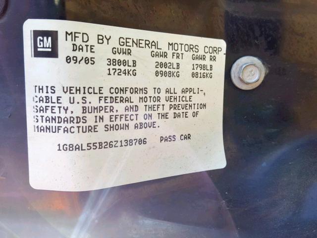 1G8AL55B26Z138706 - 2006 SATURN ION LEVEL GRAY photo 10