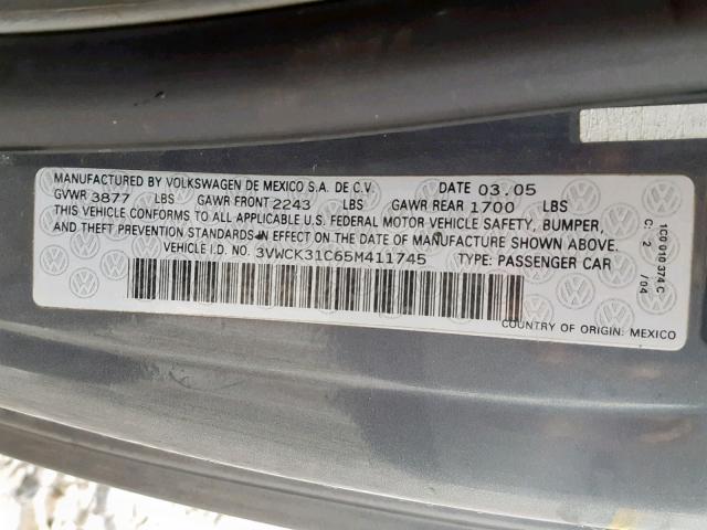 3VWCK31C65M411745 - 2005 VOLKSWAGEN NEW BEETLE Graphit Foto 10