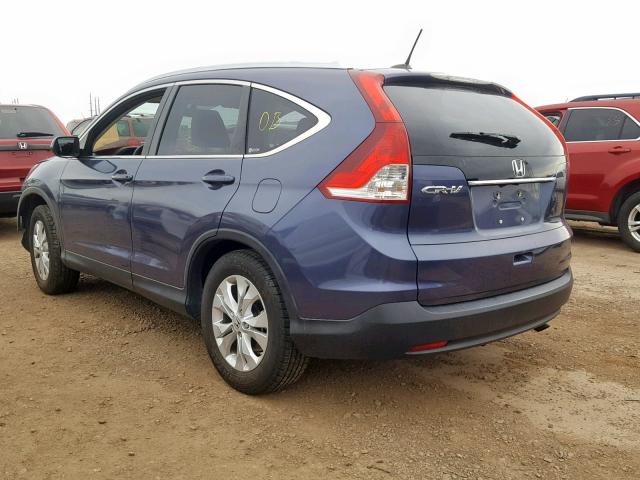 JHLRM3H74CC010535 - 2012 HONDA CR-V EXL BLUE photo 3