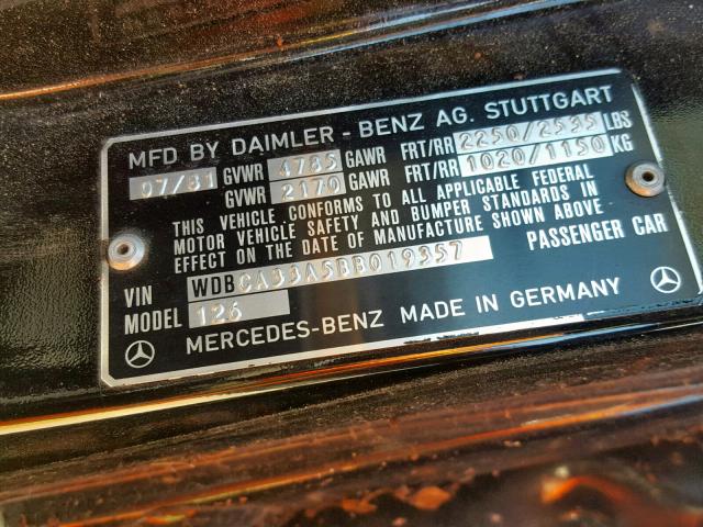 WDBCA33A5BB019357 - 1981 MERCEDES-BENZ 380 SEL BLACK photo 10