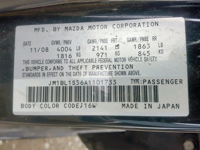 JM1BL1S56A1101733 - 2010 MAZDA 3 S BLACK photo 10