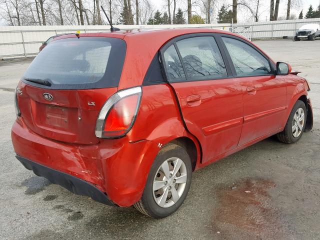 KNADH5A36A6669952 - 2010 KIA RIO LX RED photo 4