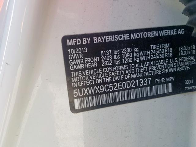 5UXWX9C52E0D21337 - 2014 BMW X3 XDRIVE28I  photo 10