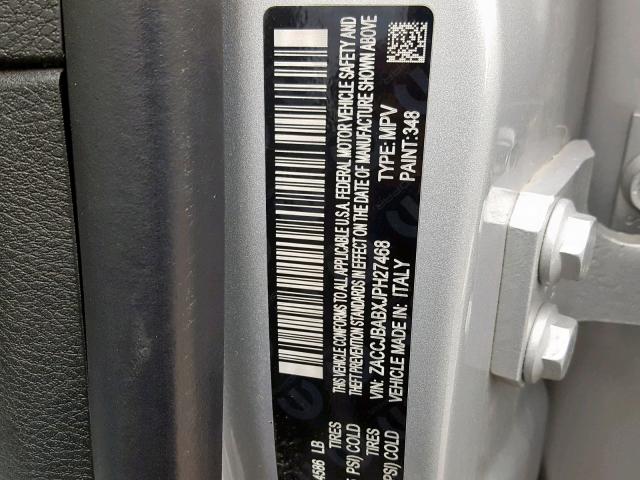 ZACCJBABXJPH27468 - 2018 JEEP RENEGADE S SILVER photo 10