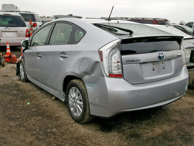 JTDKN3DPXC3007950 - 2012 TOYOTA PRIUS PLUG SILVER photo 3