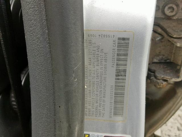 WVWNE63B15E072326 - 2005 VOLKSWAGEN PASSAT GL SILVER photo 10