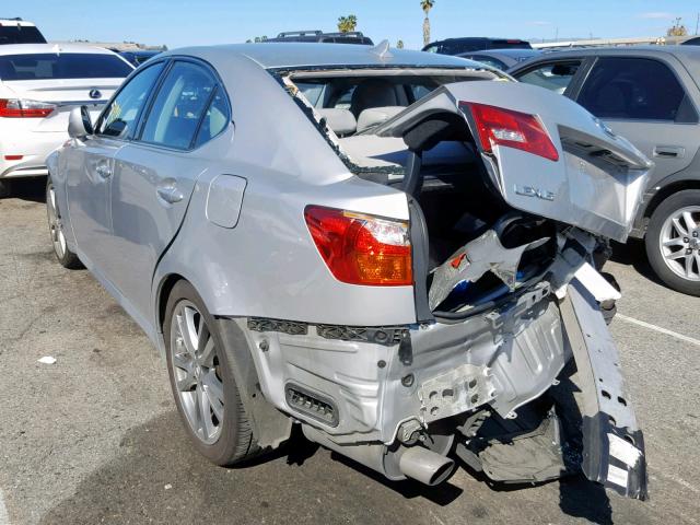 JTHBK262772029399 - 2007 LEXUS IS 250 SILVER photo 3