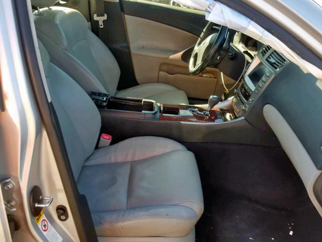 JTHBK262772029399 - 2007 LEXUS IS 250 SILVER photo 5