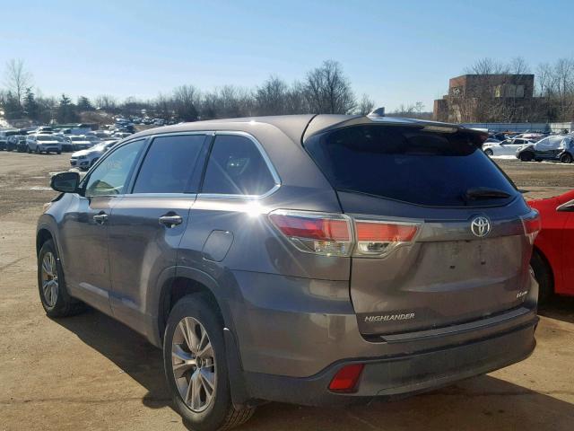 5TDBKRFH2GS258001 - 2016 TOYOTA HIGHLANDER GRAY photo 3