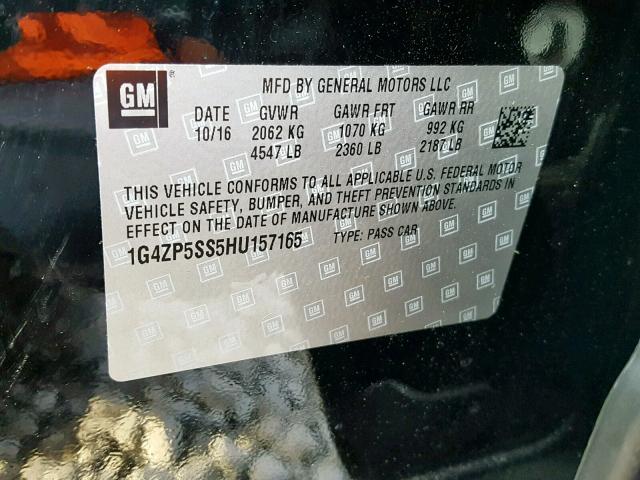 1G4ZP5SS5HU157165 - 2017 BUICK LACROSSE E BLACK photo 10