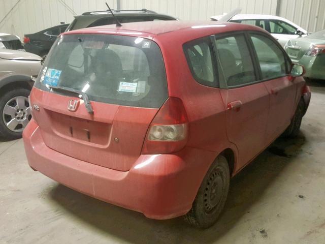 JHMGD384X7S805139 - 2007 HONDA FIT RED photo 4