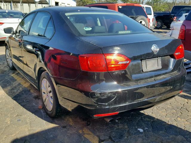 3VW2K7AJ3BM019349 - 2011 VOLKSWAGEN JETTA BASE BLACK photo 3