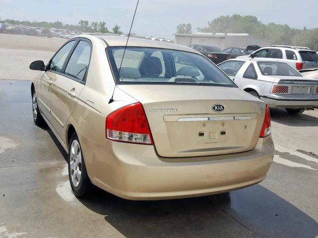 KNAFE221895647904 - 2009 KIA SPECTRA EX GOLD photo 3