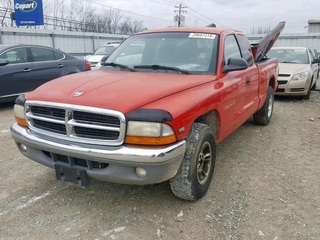 1B7GL22X9XS288711 - 1999 DODGE DAKOTA RED photo 2