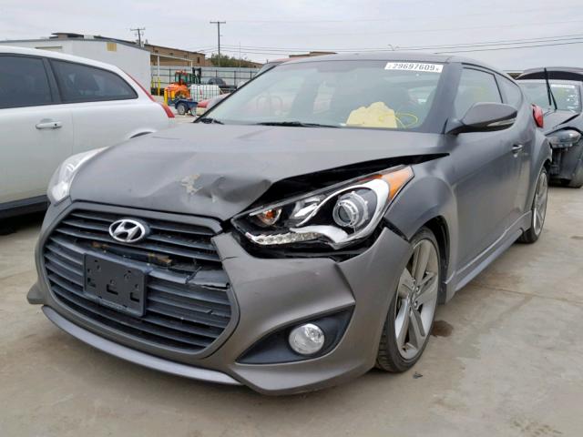 KMHTC6AE5EU204824 - 2014 HYUNDAI VELOSTER T GRAY photo 2