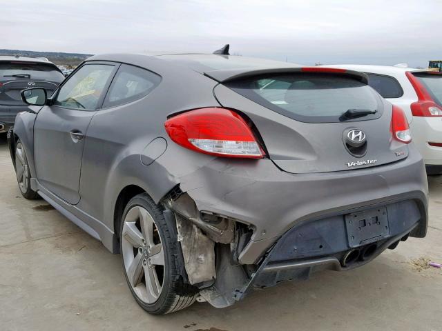 KMHTC6AE5EU204824 - 2014 HYUNDAI VELOSTER T GRAY photo 3