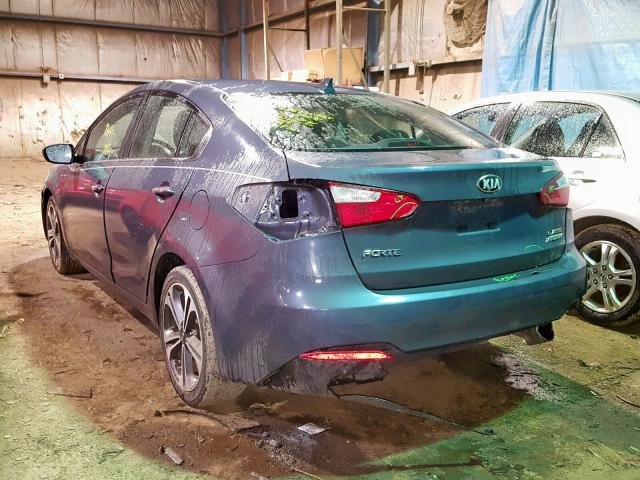 KNAFX4A80E5074141 - 2014 KIA FORTE EX BLUE photo 3