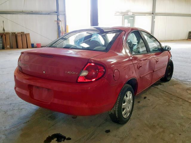 1B3ES46C71D101458 - 2001 DODGE NEON SE RED photo 4