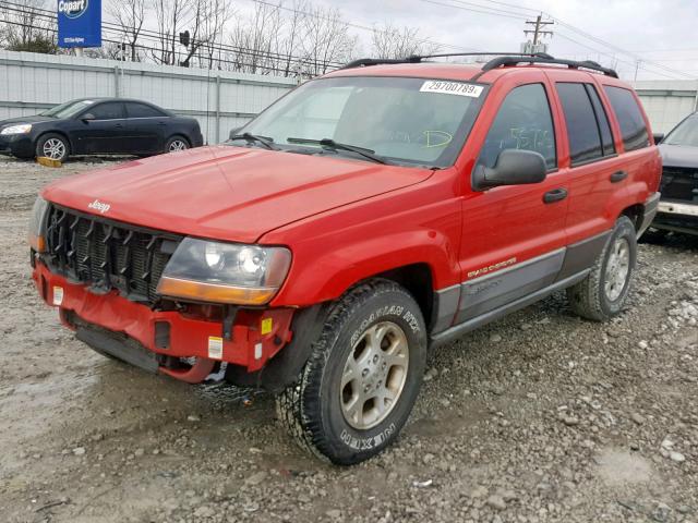 1J4GW48S4YC276597 - 2000 JEEP GRAND CHER RED photo 2