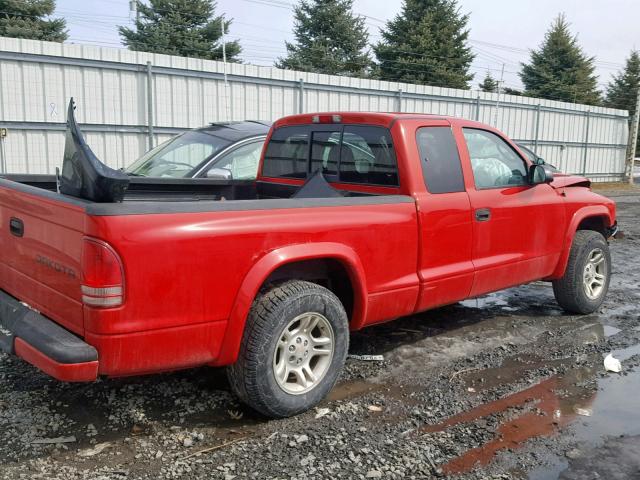 1D7GL32K54S500600 - 2004 DODGE DAKOTA SPO RED photo 4