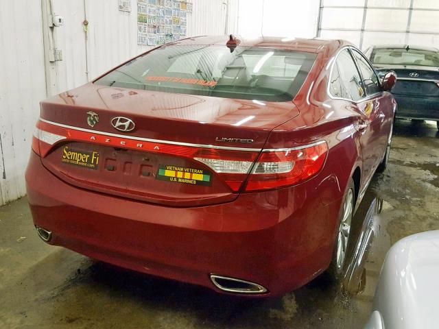 KMHFH4JG5EA369200 - 2014 HYUNDAI AZERA GLS RED photo 4