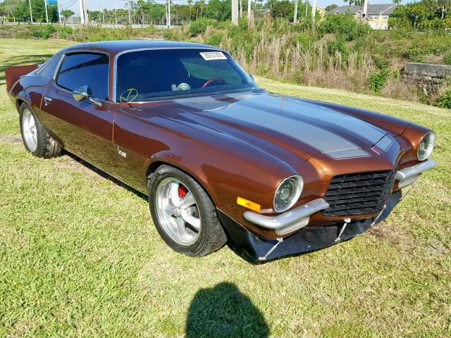 1Q87KCV101712 - 1973 CHEVROLET CAMARO RS BROWN photo 1