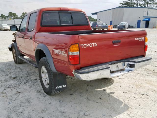 5TEHN72N42Z033608 - 2002 TOYOTA TACOMA DOU RED photo 3