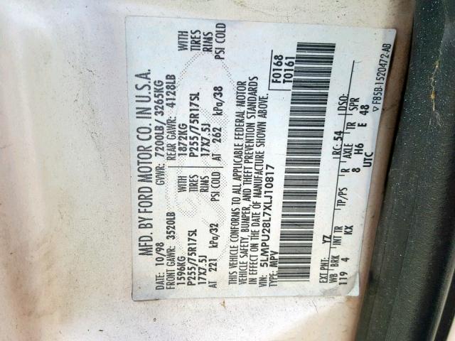 5LMPU28L7XLJ10817 - 1999 LINCOLN NAVIGATOR 双色 照片 10