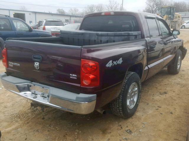 1D7HW48N15S332507 - 2005 DODGE DAKOTA QUA MAROON photo 4