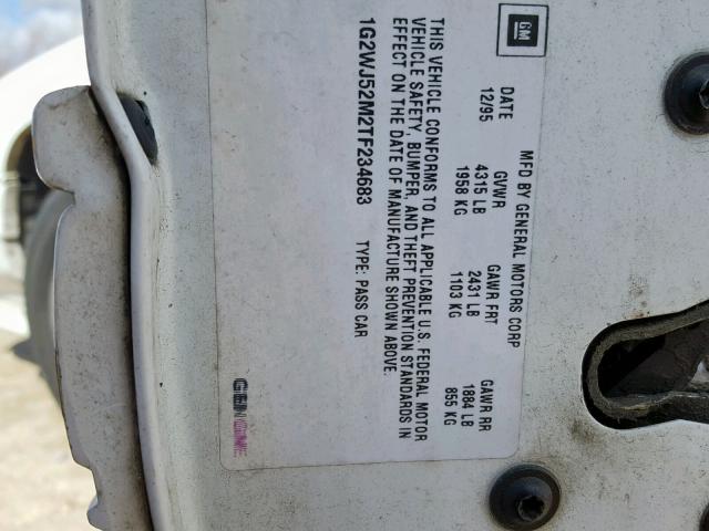 1G2WJ52M2TF234683 - 1996 PONTIAC GRAND PRIX WHITE photo 10