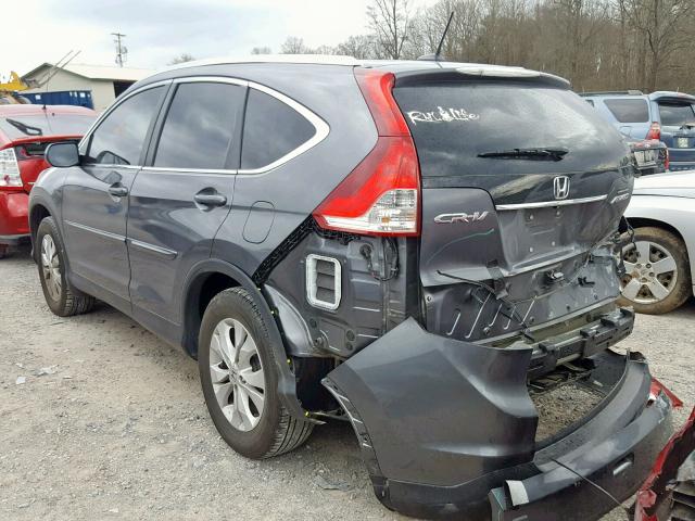 2HKRM4H76EH650398 - 2014 HONDA CR-V EXL GRAY photo 3