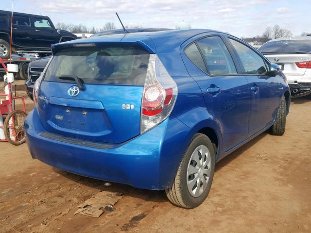 JTDKDTB32D1043292 - 2013 TOYOTA PRIUS C BLUE photo 4