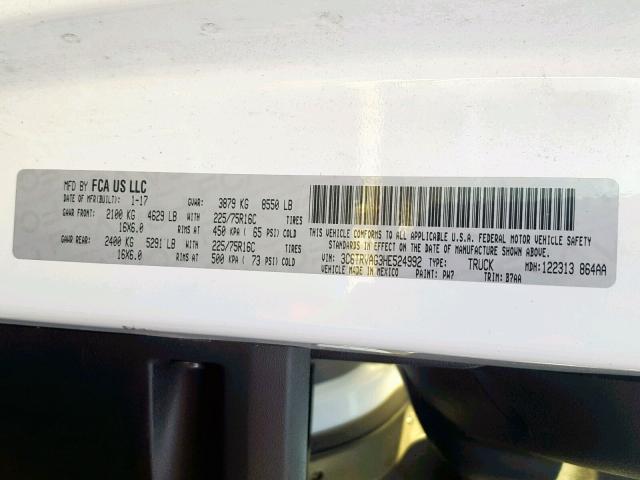 3C6TRVAG3HE524992 - 2017 RAM PROMASTER 白色 照片 10