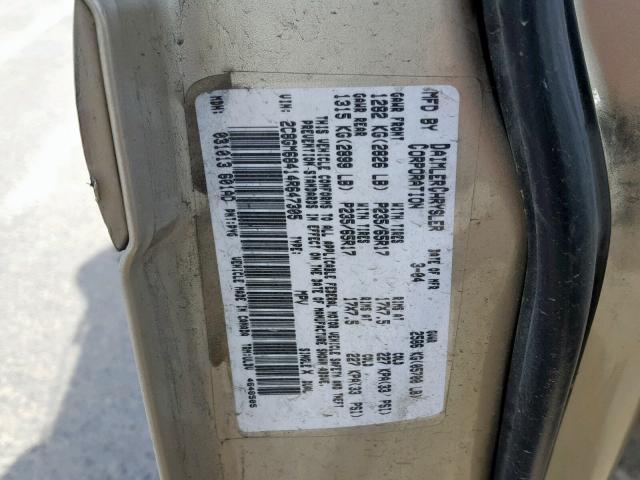 2C8GM68414R647305 - 2004 CHRYSLER PACIFICA GOLD photo 10