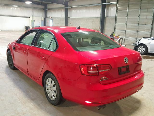 3VW2K7AJ4FM311467 - 2015 VOLKSWAGEN JETTA BASE RED photo 3