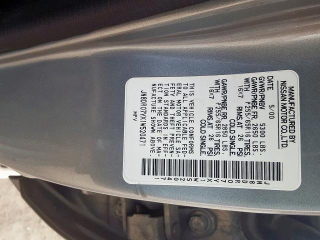 JN8DR07YX1W520471 - 2001 NISSAN PATHFINDER LE  photo 10