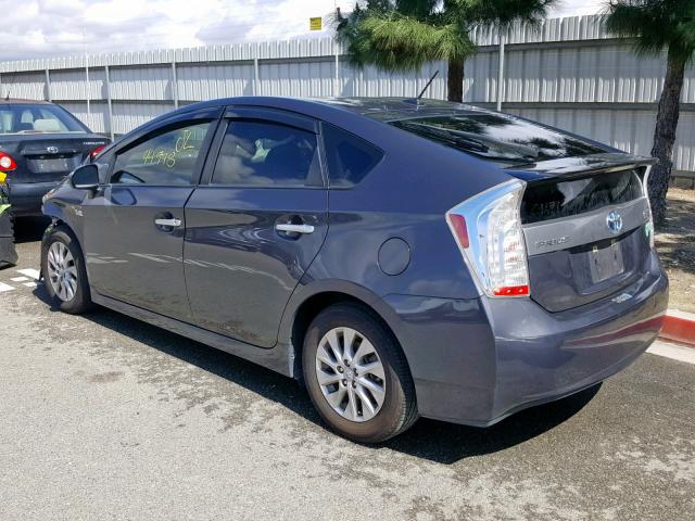 JTDKN3DPXE3059274 - 2014 TOYOTA PRIUS PLUG GRAY photo 3