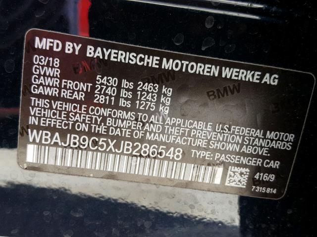 WBAJB9C5XJB286548 - 2018 BMW M550XI BLACK photo 10