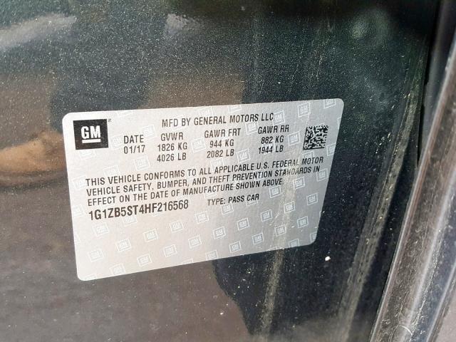 1G1ZB5ST4HF216568 - 2017 CHEVROLET MALIBU LS GRAY photo 10