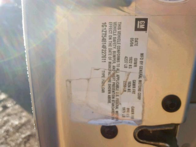 1G1ZT54814F227611 - 2004 CHEVROLET MALIBU LS SILVER photo 10