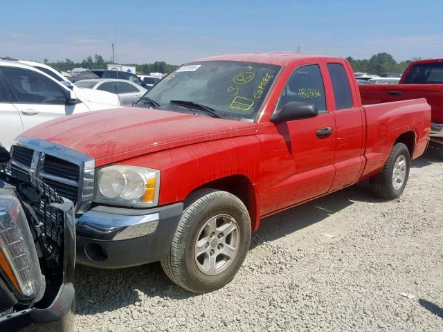 1D7HE42K75S363293 - 2005 DODGE DAKOTA SLT RED photo 2