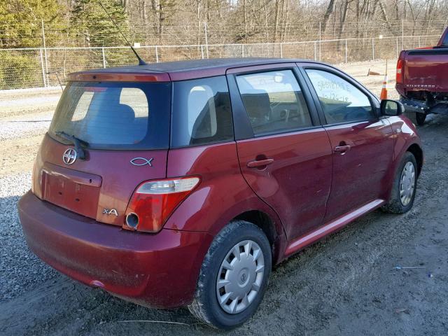 JTKKT624765013528 - 2006 TOYOTA SCION XA RED photo 4