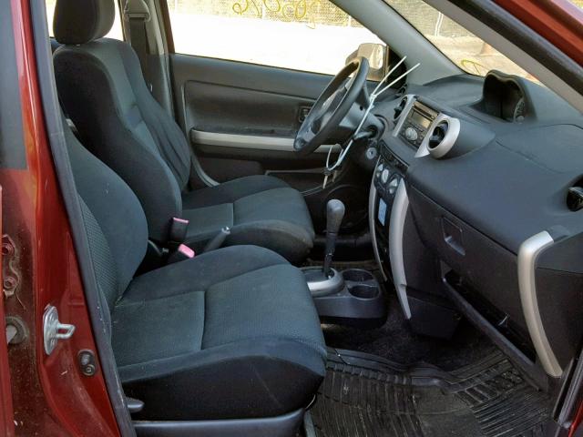 JTKKT624765013528 - 2006 TOYOTA SCION XA RED photo 5