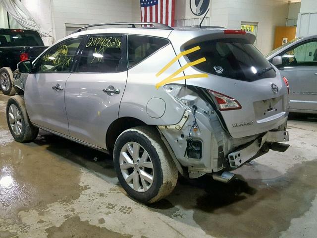 JN8AZ1MW8DW322181 - 2013 NISSAN MURANO S SILVER photo 3