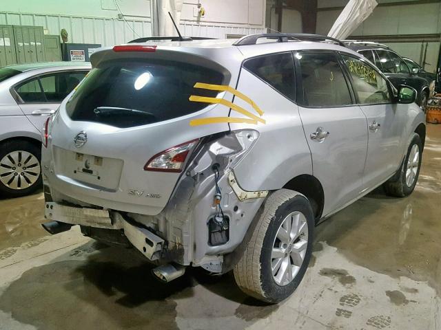 JN8AZ1MW8DW322181 - 2013 NISSAN MURANO S SILVER photo 4