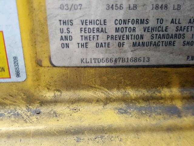 KL1TD56647B168613 - 2007 CHEVROLET AVEO BASE Сары фото 10