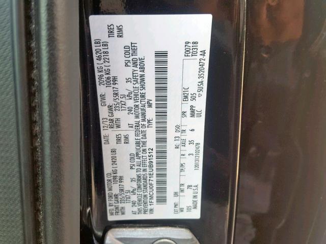 1FMCU0F71EUB91512 - 2014 FORD ESCAPE S BLACK photo 10