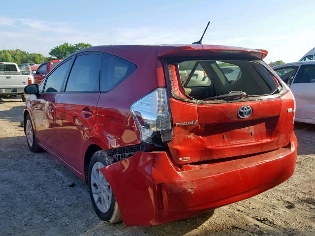 JTDZN3EU1D3268159 - 2013 TOYOTA PRIUS V RED photo 3